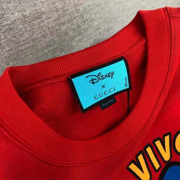 Gucci Women Disney x Gucci Donald Duck Sweatshirt Cotton Crewneck Oversized Fit-Red (5)