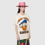 Gucci Women Disney x Gucci Donald Duck T-Shirt Cotton Jersey Crewneck Oversize Fit-White - Image 13