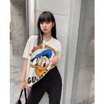 Gucci Women Disney x Gucci Donald Duck T-Shirt Cotton Jersey Crewneck Oversize Fit-White - Image 14