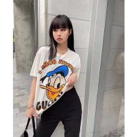 Gucci Women Disney x Gucci Donald Duck T-Shirt Cotton Jersey Crewneck Oversize Fit-White