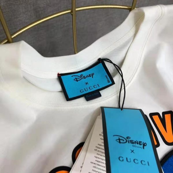 Gucci Women Disney x Gucci Donald Duck T-Shirt Cotton Jersey Crewneck Oversize Fit-White (6)