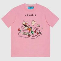 Gucci Women Disney x Gucci Donald Duck T-Shirt Cotton Jersey Crewneck Short Sleeves-Pink