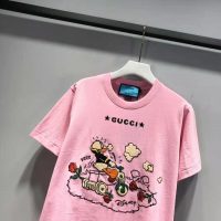 Gucci Women Disney x Gucci Donald Duck T-Shirt Cotton Jersey Crewneck Short Sleeves-Pink