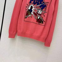 Gucci Women Disney x Gucci Donald Duck Wool Sweater Crew Neck-Pink