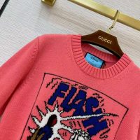 Gucci Women Disney x Gucci Donald Duck Wool Sweater Crew Neck-Pink