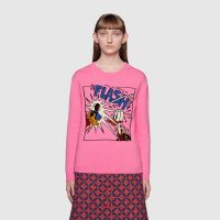 Gucci Women Disney x Gucci Donald Duck Wool Sweater Crew Neck-Pink