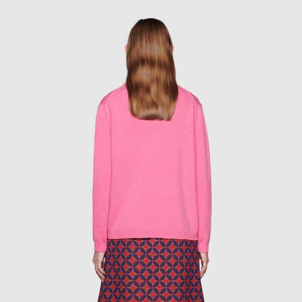 Gucci Women Disney x Gucci Donald Duck Wool Sweater Crew Neck-Pink (8)