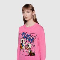 Gucci Women Disney x Gucci Donald Duck Wool Sweater Crew Neck-Pink