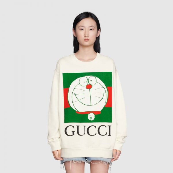 Gucci Women Doraemon x Gucci Cotton Sweatshirt Cotton Jersey Crewneck Oversized Fit (7)