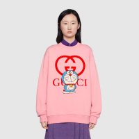 Gucci Women Doraemon x Gucci Cotton Sweatshirt Crewneck Oversized Fit-Pink