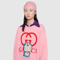 Gucci Women Doraemon x Gucci Cotton Sweatshirt Crewneck Oversized Fit-Pink