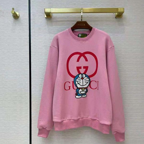Gucci Women Doraemon x Gucci Cotton Sweatshirt Crewneck Oversized Fit-Pink (4)