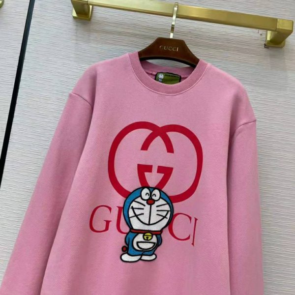Gucci Women Doraemon x Gucci Cotton Sweatshirt Crewneck Oversized Fit-Pink (5)