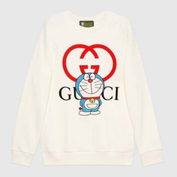 Gucci Women Doraemon x Gucci Cotton Sweatshirt Crewneck Oversized Fit-White