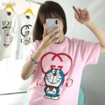 Gucci Women Doraemon x Gucci Cotton T-Shirt Pink Jersey Crewneck Oversize Fit - immagine 5