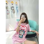 Gucci Women Doraemon x Gucci Cotton T-Shirt Pink Jersey Crewneck Oversize Fit - immagine 7