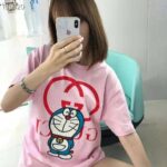 Gucci Women Doraemon x Gucci Cotton T-Shirt Pink Jersey Crewneck Oversize Fit - immagine 3