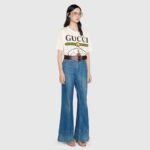 Gucci Women Doraemon x Gucci Cotton T-shirt Ivory Jersey Crewneck Oversize Fit - Imagen 8