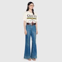 Gucci Women Doraemon x Gucci Cotton T-shirt Ivory Jersey Crewneck Oversize Fit