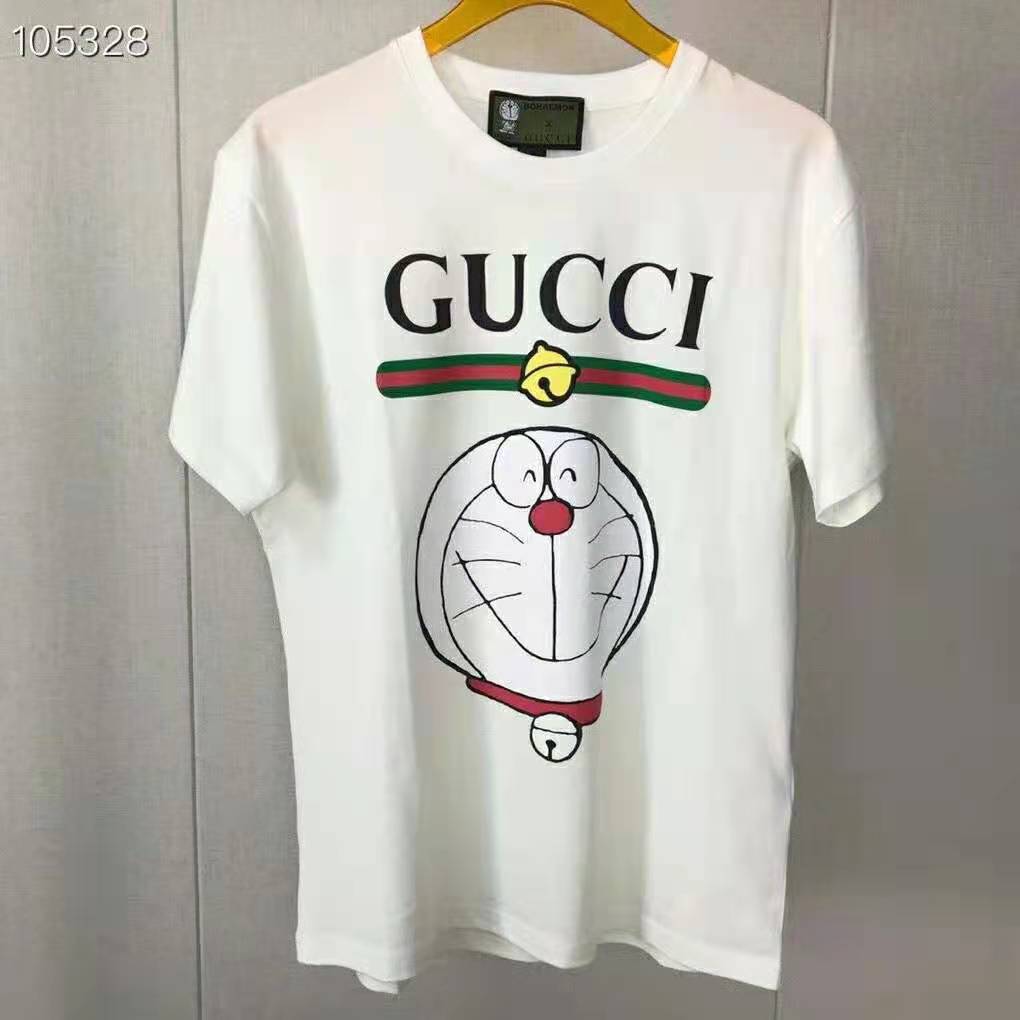 Gucci Women Doraemon x Gucci Cotton T-shirt Ivory Jersey Crewneck ...