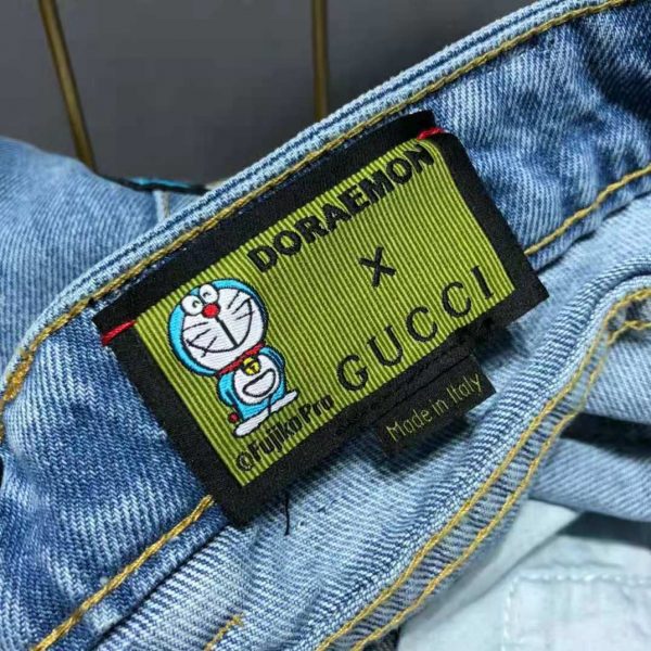 Gucci Women Doraemon x Gucci Eco Denim Pant Blue Organic Cotton (13)
