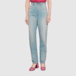 Gucci Women Doraemon x Gucci Eco Denim Pant Blue Organic Cotton - Image 13