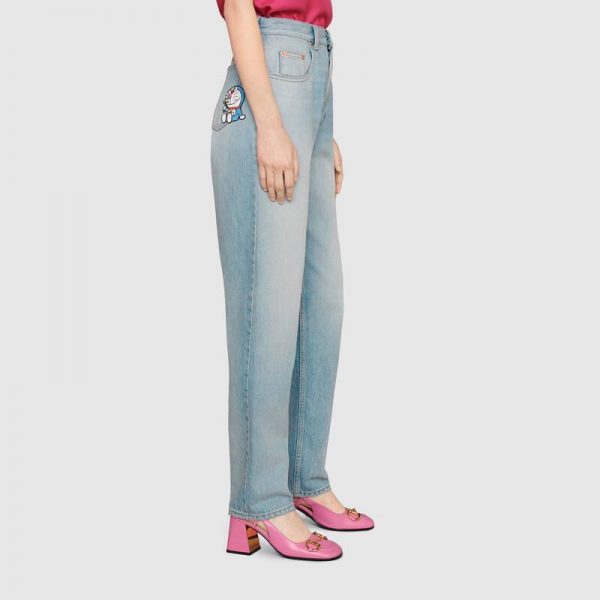 Gucci Women Doraemon x Gucci Eco Denim Pant Blue Organic Cotton (5)