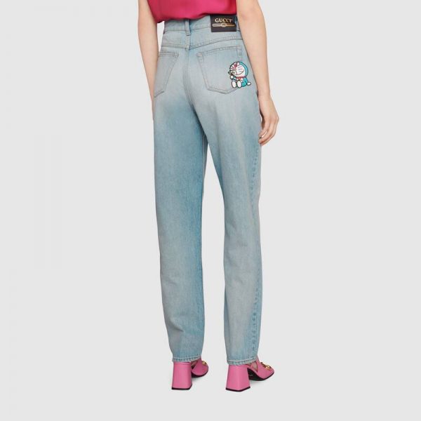 Gucci Women Doraemon x Gucci Eco Denim Pant Blue Organic Cotton (6)