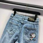 Gucci Women Doraemon x Gucci Eco Denim Pant Blue Organic Cotton - Image 5