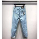 Gucci Women Doraemon x Gucci Eco Denim Pant Blue Organic Cotton - Image 3