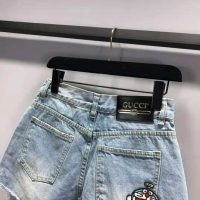 Gucci Women Doraemon x Gucci Eco Denim Shorts Blue Organic Cotton