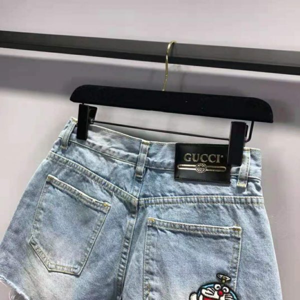 Gucci Women Doraemon x Gucci Eco Denim Shorts Blue Organic Cotton (10)