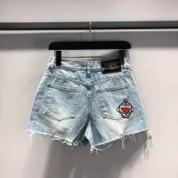 Gucci Women Doraemon x Gucci Eco Denim Shorts Blue Organic Cotton