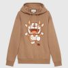 Gucci Women Doraemon x Gucci Hooded Sweatshirt Cotton Jersey Oversized Fit-Brown