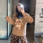 Gucci Women Doraemon x Gucci Hooded Sweatshirt Cotton Jersey Oversized Fit-Brown - Image 8