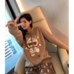 Gucci Women Doraemon x Gucci Hooded Sweatshirt Cotton Jersey Oversized Fit-Brown - Image 4