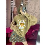 Gucci Women Doraemon x Gucci Hooded Sweatshirt Cotton Jersey Oversized Fit-Brown - Image 10