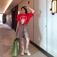 Gucci Women Doraemon x Gucci Oversize T-Shirt Crewneck Red Cotton Jersey