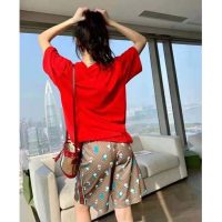 Gucci Women Doraemon x Gucci Oversize T-Shirt Crewneck Red Cotton Jersey