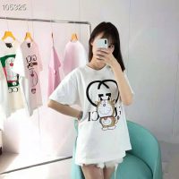 Gucci Women Doraemon x Gucci Oversize T-Shirt Ivory Cotton Jersey Crewneck