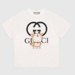 Gucci Women Doraemon x Gucci Oversize T-Shirt Ivory Cotton Jersey Crewneck