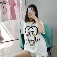Gucci Women Doraemon x Gucci Oversize T-Shirt Ivory Cotton Jersey Crewneck