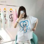 Gucci Women Doraemon x Gucci Oversize T-Shirt Ivory Cotton Jersey Crewneck-Blue - Image 5
