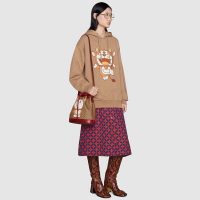 Gucci Women Doraemon x Gucci Small Bucket Bag BeigeEbony Mini GG Supreme Canvas