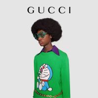 Gucci Women Doraemon x Gucci Wool Sweater Green Wool Crewneck