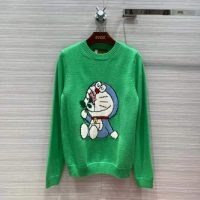 Gucci Women Doraemon x Gucci Wool Sweater Green Wool Crewneck