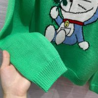 Gucci Women Doraemon x Gucci Wool Sweater Green Wool Crewneck