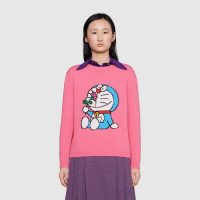 Gucci Women Doraemon x Gucci Wool Sweater Pink Wool Crewneck