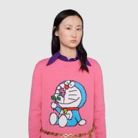 Gucci Women Doraemon x Gucci Wool Sweater Pink Wool Crewneck