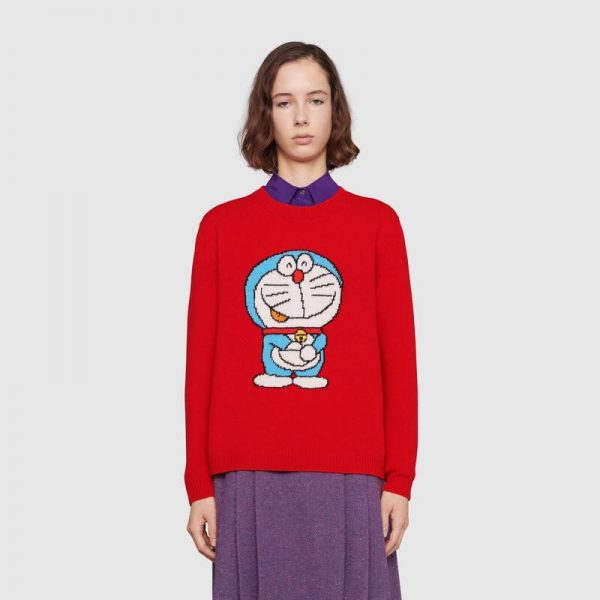Gucci Women Doraemon x Gucci Wool Sweater Red Wool Crewneck (3)